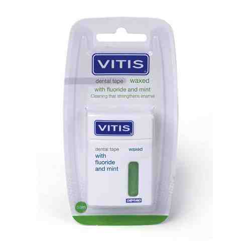 DENTAID Межзубная нить Vitis Waxed Dental Tape with Fluoride and Mint 50 м в твердой упаковке арт. 131401421