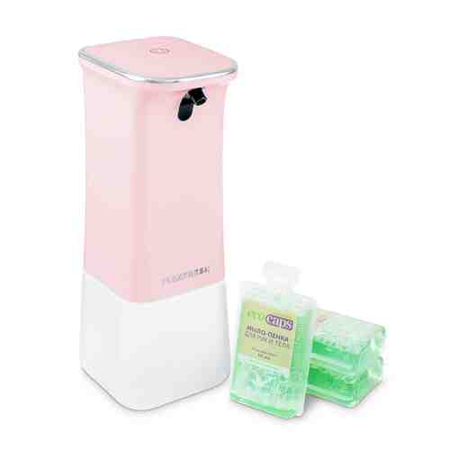 ECOCAPS Автоматический пенный дозатор розового цвета с капсулами жидкого мыла в комплекте арт. 131800329