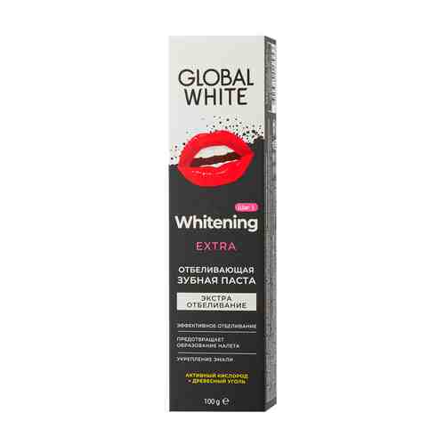 GLOBAL WHITE Отбеливающая зубная паста EXTRA Whitening с Древесным углем арт. 82000163