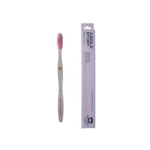 JUNGLE STORY Бамбуковая зубная щетка, деревянная зубная щетка с натуральной щетиной Pink арт. 127300319