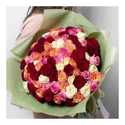 Л'Этуаль Flowers Букет из разноцветных роз 101 шт арт. flowwow58149658