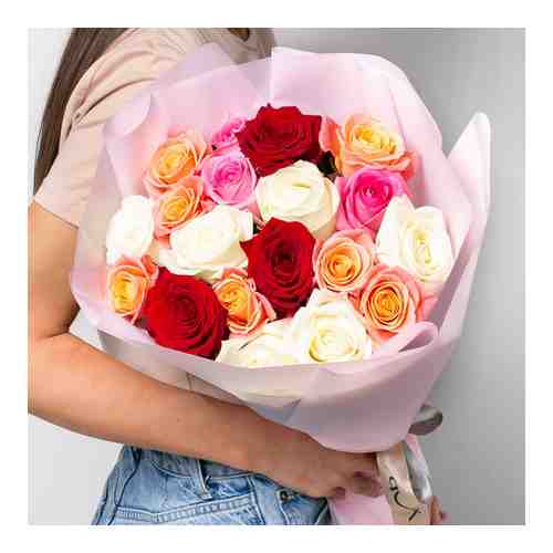 Л'Этуаль Flowers Букет из разноцветных роз 21 шт.(40 см) арт. flowwow59047829