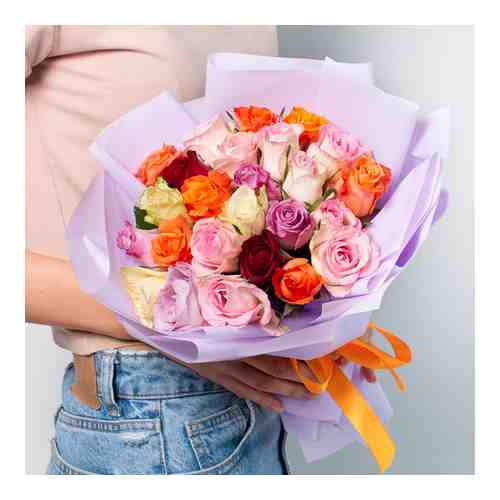 Л'Этуаль Flowers Букет из разноцветных роз Кения 21 шт. (35 см) арт. flowwow58911454