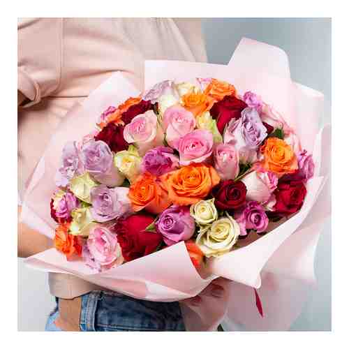 Л'Этуаль Flowers Букет из разноцветных роз Кения 41 шт. (35 см) арт. flowwow58911467