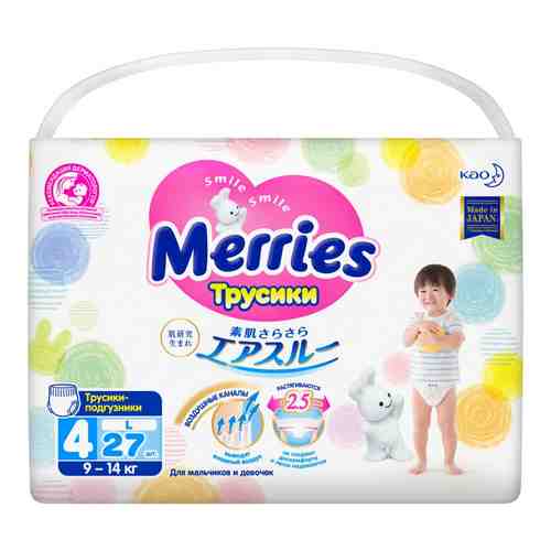 MERRIES Трусики-подгузники для детей размер L 9-14 кг арт. 60500012