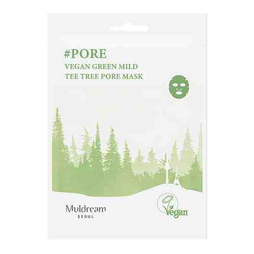 MULDREAM Тканевая маска для лица Vegan Green Mild All In One Mask Pore арт. 122900060