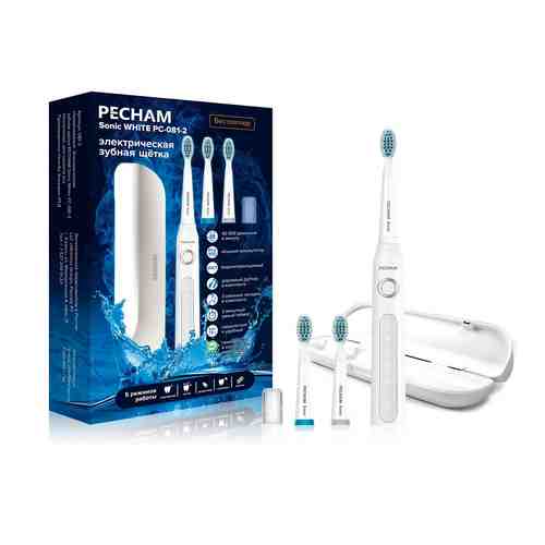 PECHAM Электрическая зубная щетка PECHAM Sonic White, 3 насадки арт. 129100613