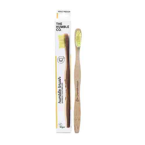 THE HUMBLE CO Зубная щетка для взрослых из бамбука желтая щетина средней жесткости арт. 124300064