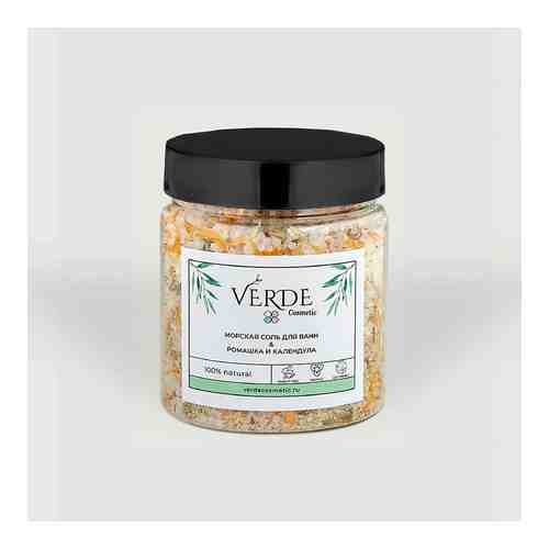 VERDECOSMETIC Морская соль для ванны с цветами ромашки и календулы, очищение и регенерация кожи арт. 132501150