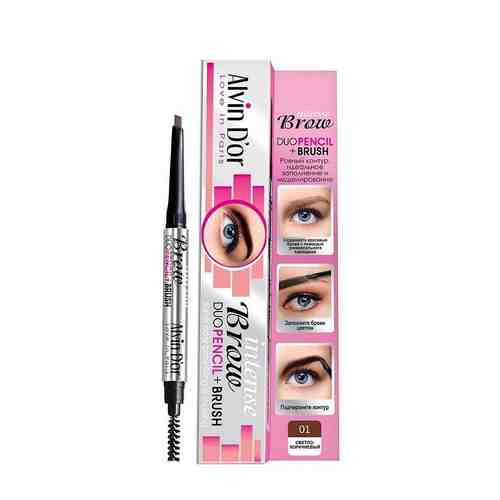ALVIN D’OR Карандаш для бровей автоматический Intense Brow Duo Pencil + Brush арт. 131400237